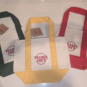 Trader Joe's MINI Canvas Tote Bags Set- Set Of 3!